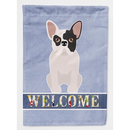 Carolines Treasures Black & White French Bulldog Welcome Flag Canvas House Size CK3692CHF